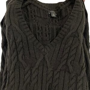 Ann Taylor Women's Black Cable Knit Wool/Blend Sweater Dress